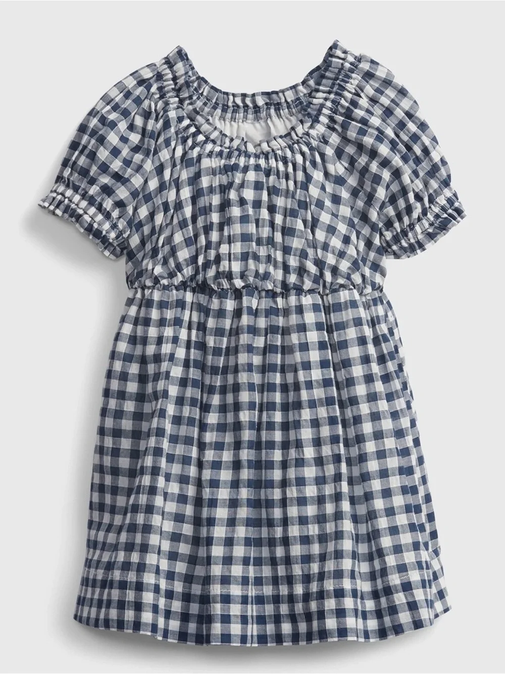 New Baby Gap Blue & White Gingham Puff-Sleeve Dress - 18-24 months